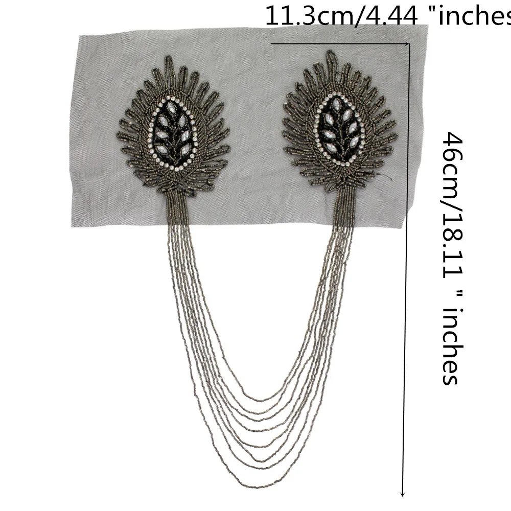 Ручная нашивка из бисера Листьев цветов кисточек наплечная доска аппликация на