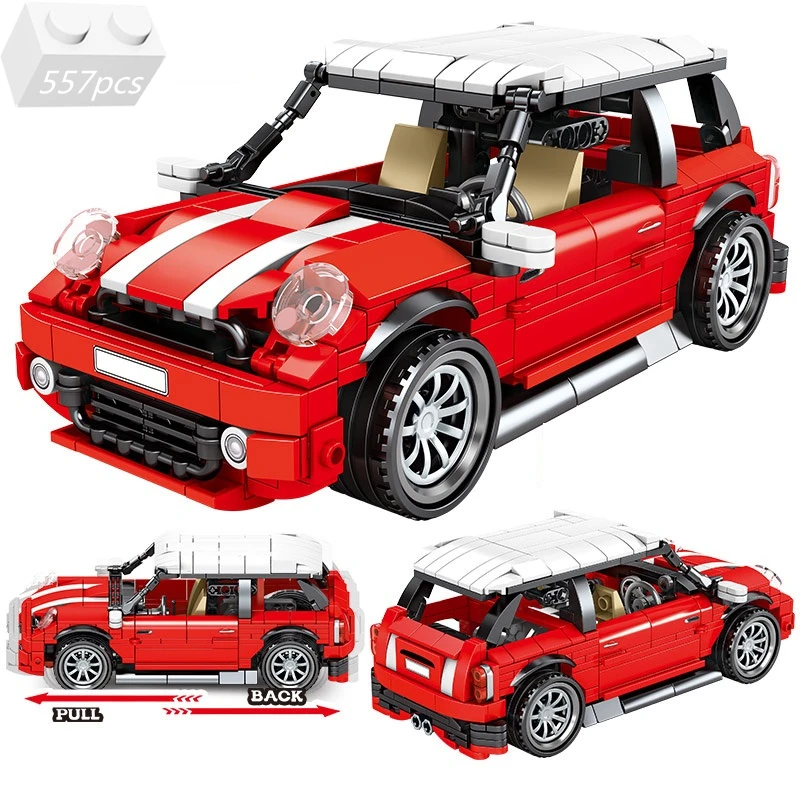 

Mini Coopers Beetles Pull Back Racing Car Building Blocks Kit Bricks Creative MOC Classic Model City Vehicle Toys For Children