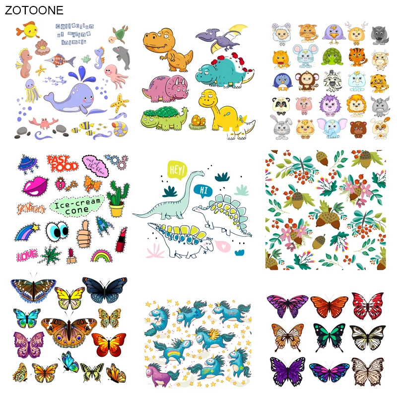 ZOTOONE Симпатичные нашивки с животными бабочка динозавра термонаклейки для одежды