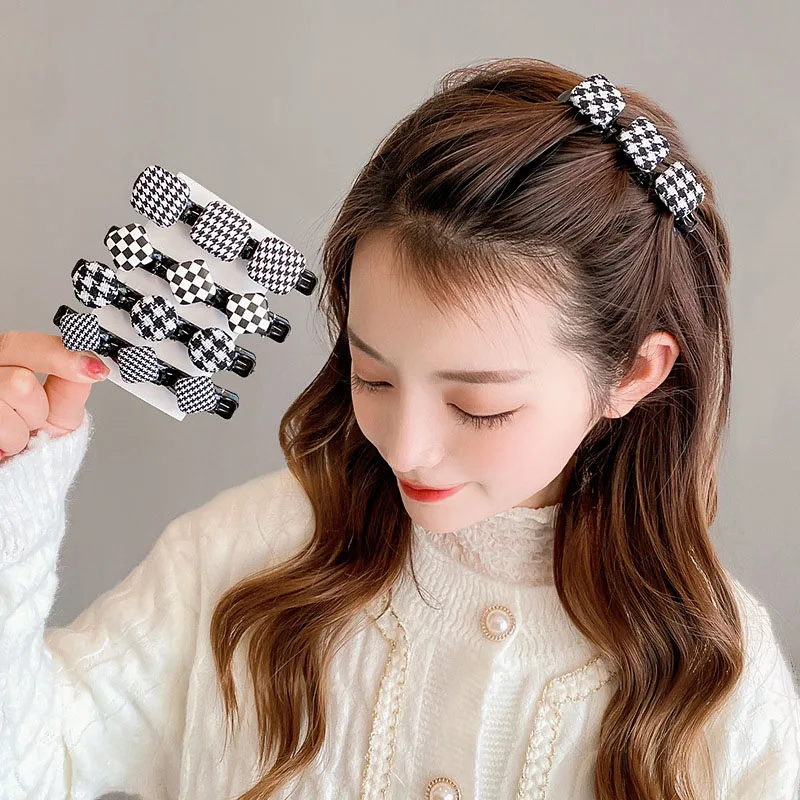 

Retro Black White houndstooth Women Claw Clip Hair Clip Elegant Lady Geometry Lattice Hairpin Hairwear Fashion Hair Accessory