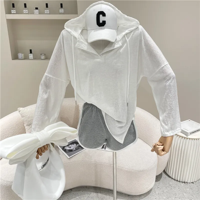

New Women's Clothing Summer 2021 Sunscreen casual set Thin breathable long sleeve hooded top and sports pants Two piece set