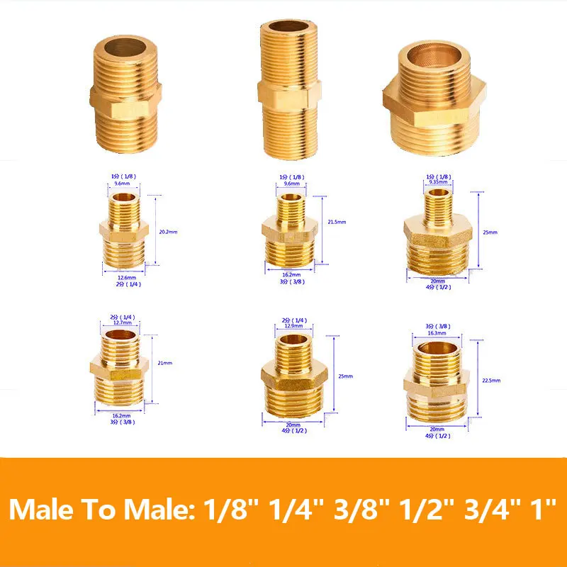 1/4 &quot3/8" 1/2 &quot3/4" 1 "наружная резьба Латунная Труба аналоговые ниппельные