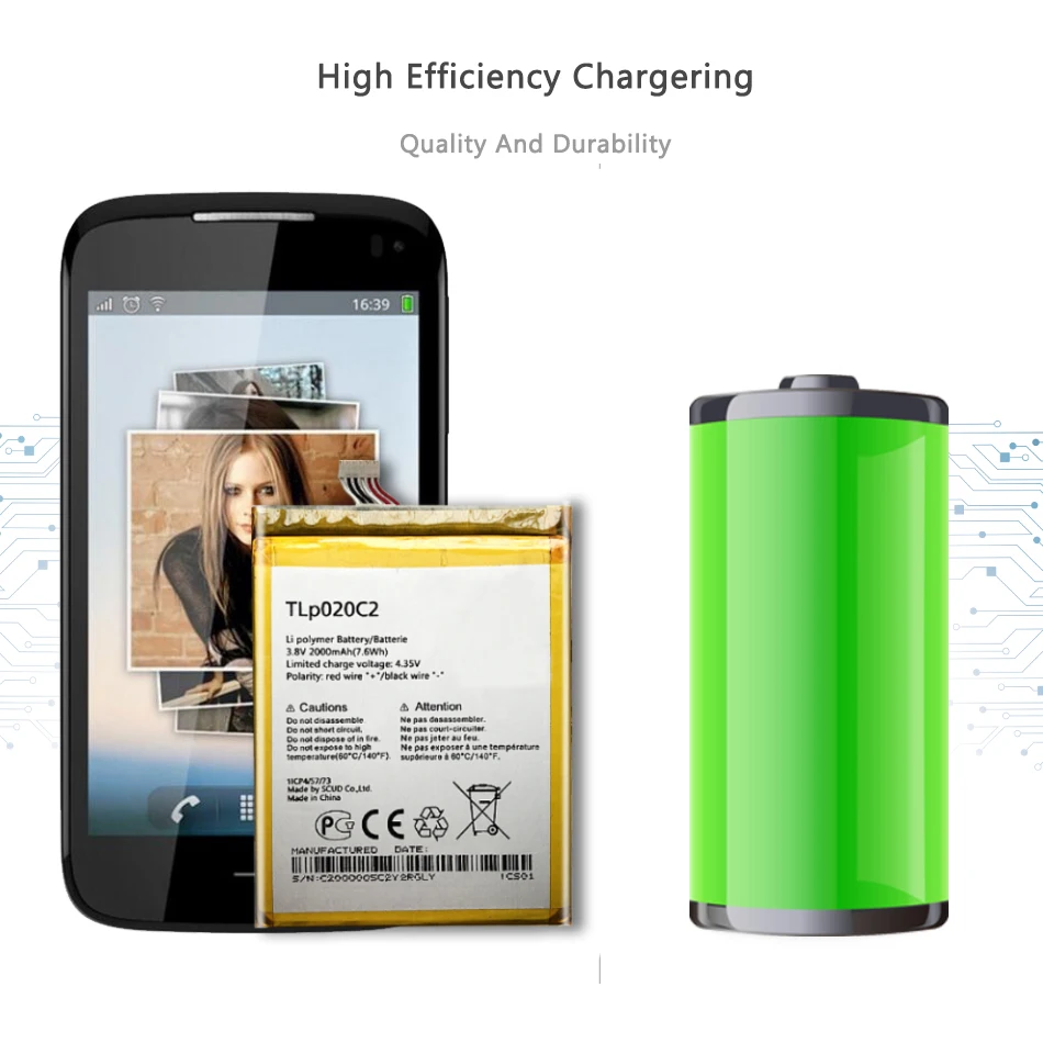 Сменный аккумулятор для Alcatel Idol x1s 6034R S950 x 6037y 6040x6032 TCL 2000 мАч TLp020C2 с трековым кодом |