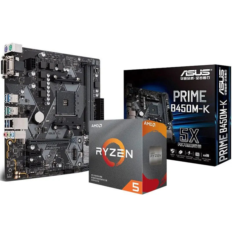 Материнская плата ASUS с процессором Ryzen R5 2600 3 6 ГГц ядер 12 потоков полный комплект