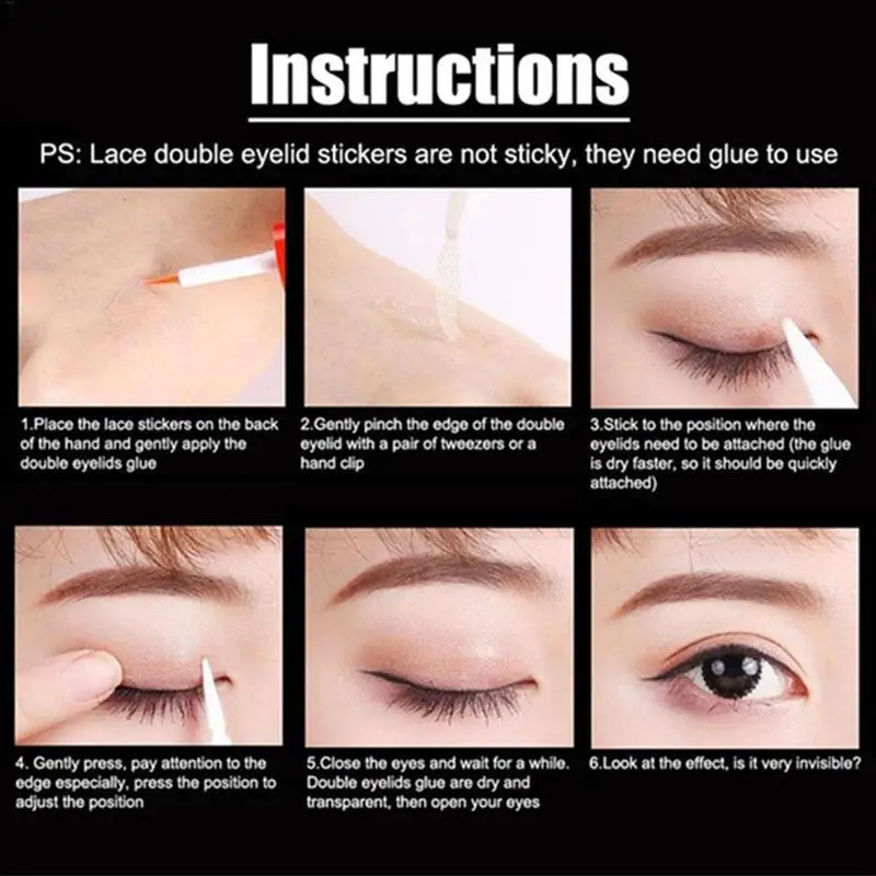 

Heart-shaped Water-adhesive Lace Double Eyelid Stickers Breathable Skin-friendly Tweezers Texture, Natural Clip Set, Makeup G8N8