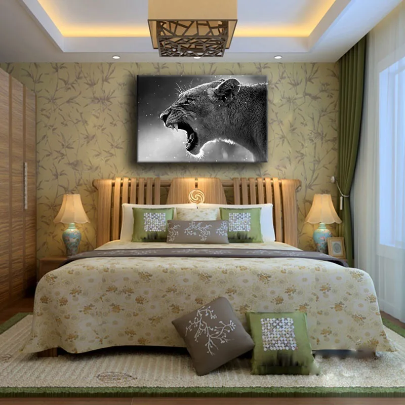 Современная домашняя картина льва без рамы холст настенная живопись