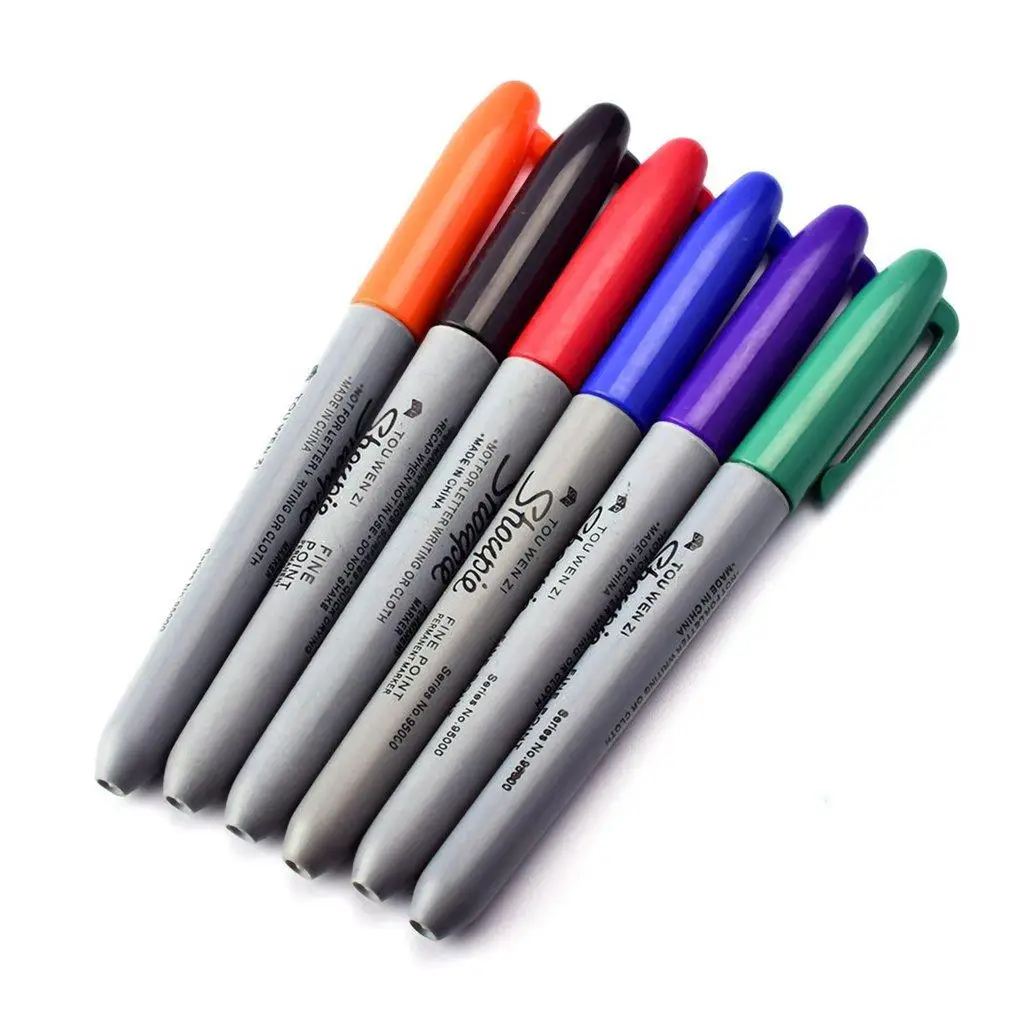 Permanent Markers Eco-friendly Tattoo Pen Sharpie Fine Point 6 Colors Marke | Канцтовары для офиса и дома
