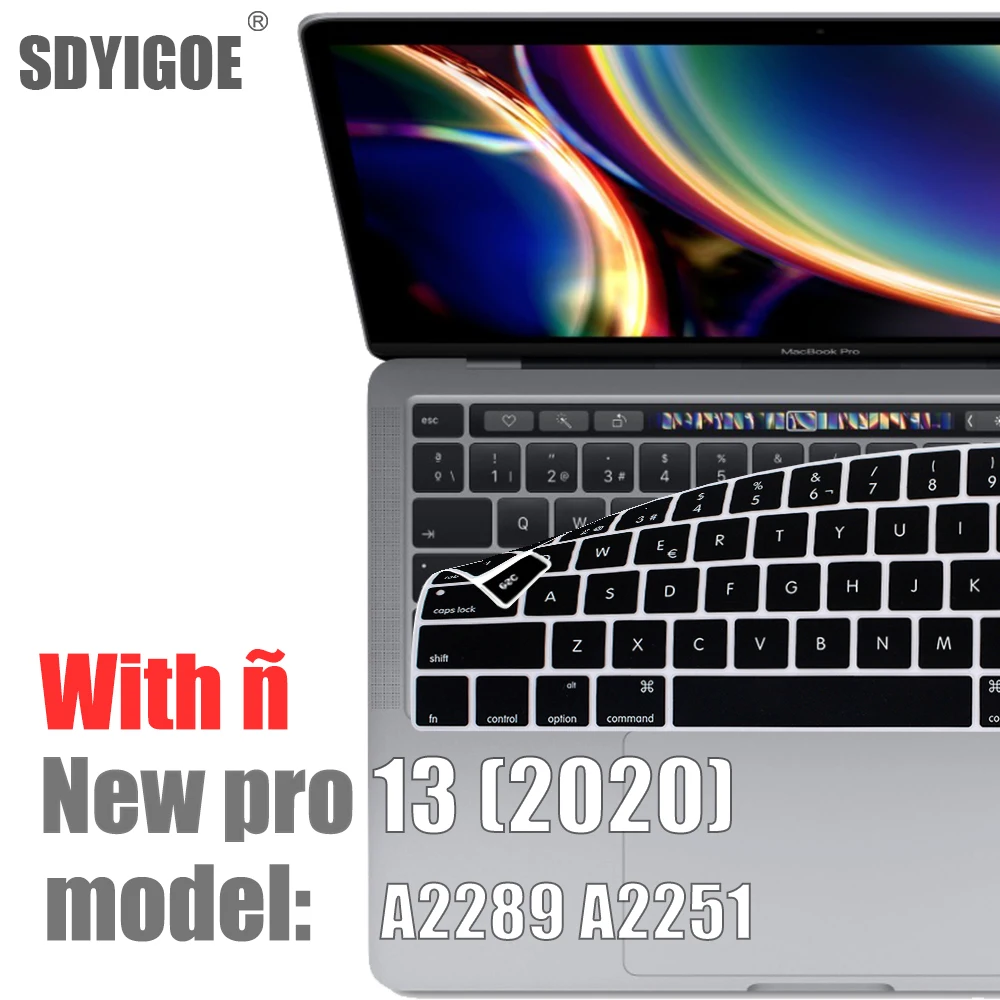 

Spanish Chile laptop keyboard cover protector for macbook New pro13 A2289 A2251 For macbook pro13.3 Keyboard protective film