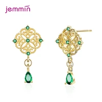 women crystal luxury wedding rhinestone earring gold color water drop dangle earring brincos statement jewelry