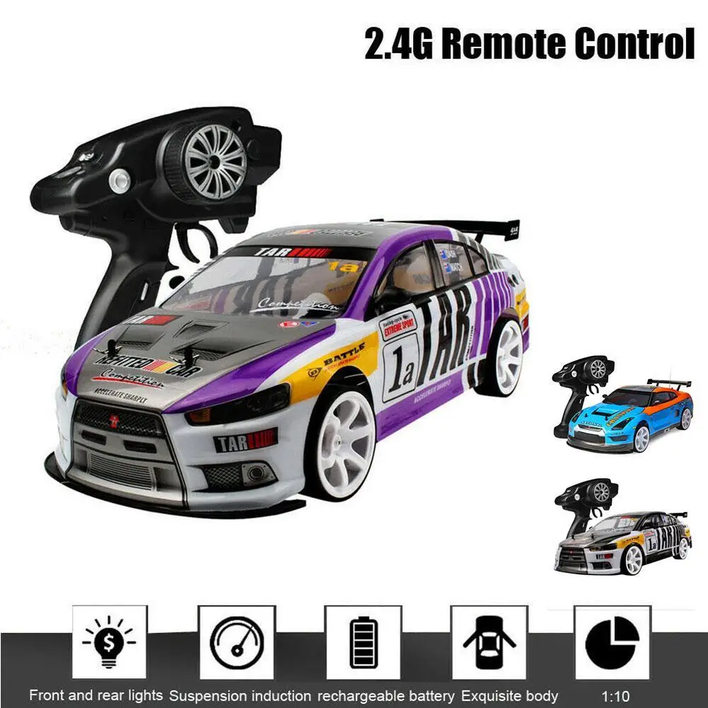 

1:10 2.4G RC Car High Power LED Headlight Racing Truck Remote Control Stunt Car Driving RC 4WD Double Battery Toy for Kid 70km/h