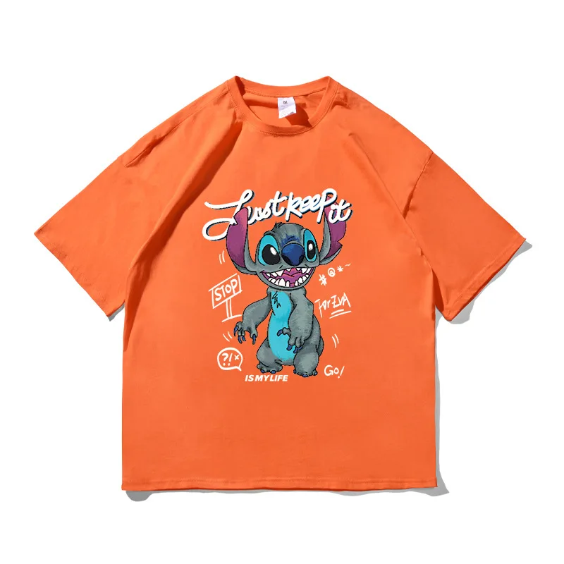 

Disney 2021 new stitch Angel little monster t-shirt fashion stitch cartoon printing men's extra-large round neck short sleeve