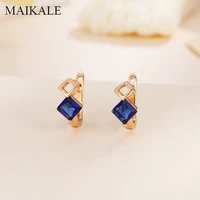 maikale simple small classic square multicolor cubic zirconia stud earrings for women jewelry wedding party gifts high quality
