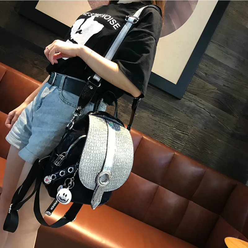 

Microfiber Synthetic Leather Woman Backpack Bag Rhinestone Diamond Mini Mochila Dual-use Bolsa Feminina Tassel Luxury Purse