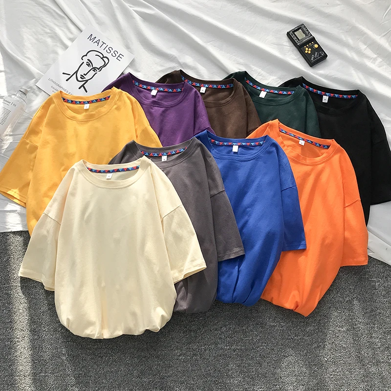 Мужская хлопковая футболка свободная Однотонная с коротким рукавом модель 5xl