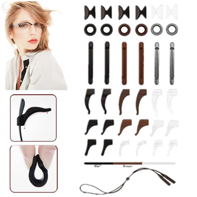 

18pairs Silicone Unisex Daily Sport Sunglasses Anti-slip Nose Pads Holder Eyeglass Retainer Set Glasses Accessories Set