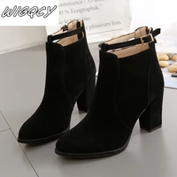 women shoes new autumn winter fashion woman boots high heels women leather ankle boots sexy pointed toe boot