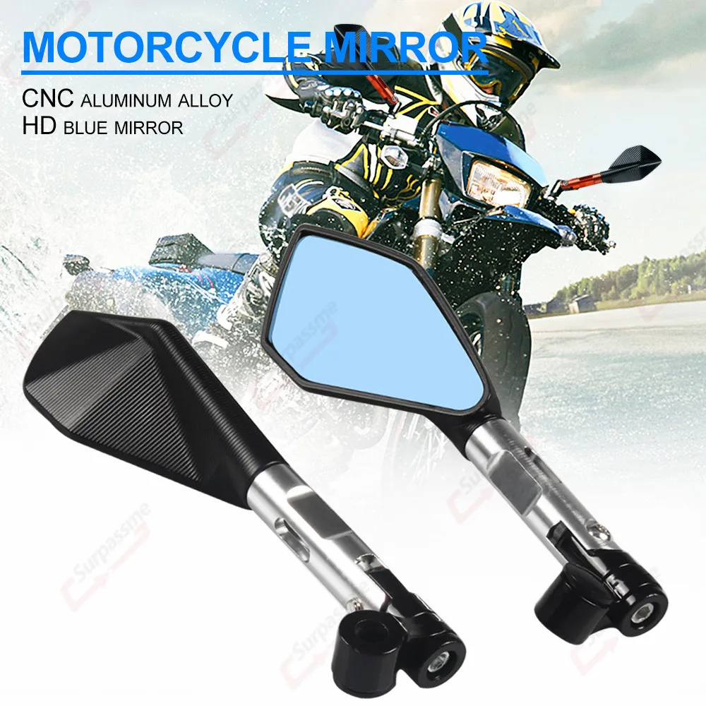 Задние зеркала для мотоцикла Hawk-Eye, 1 пара, 8 мм/10 мм, дымчато-голубые, для чопперов, бобберов и уличных мотоциклов.