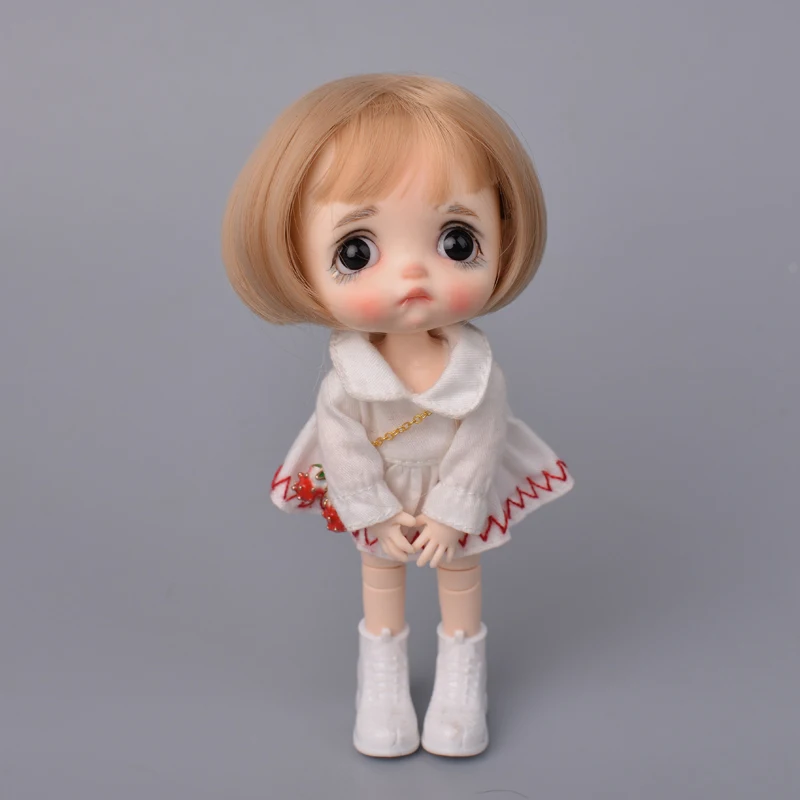 

MUZIWIG 1/8 BJD Doll Wig Short Straight Cut Air Bangs Hair Bobo Head Soft Fiber Doll Wig Doll Accessories For DIY BJD Doll