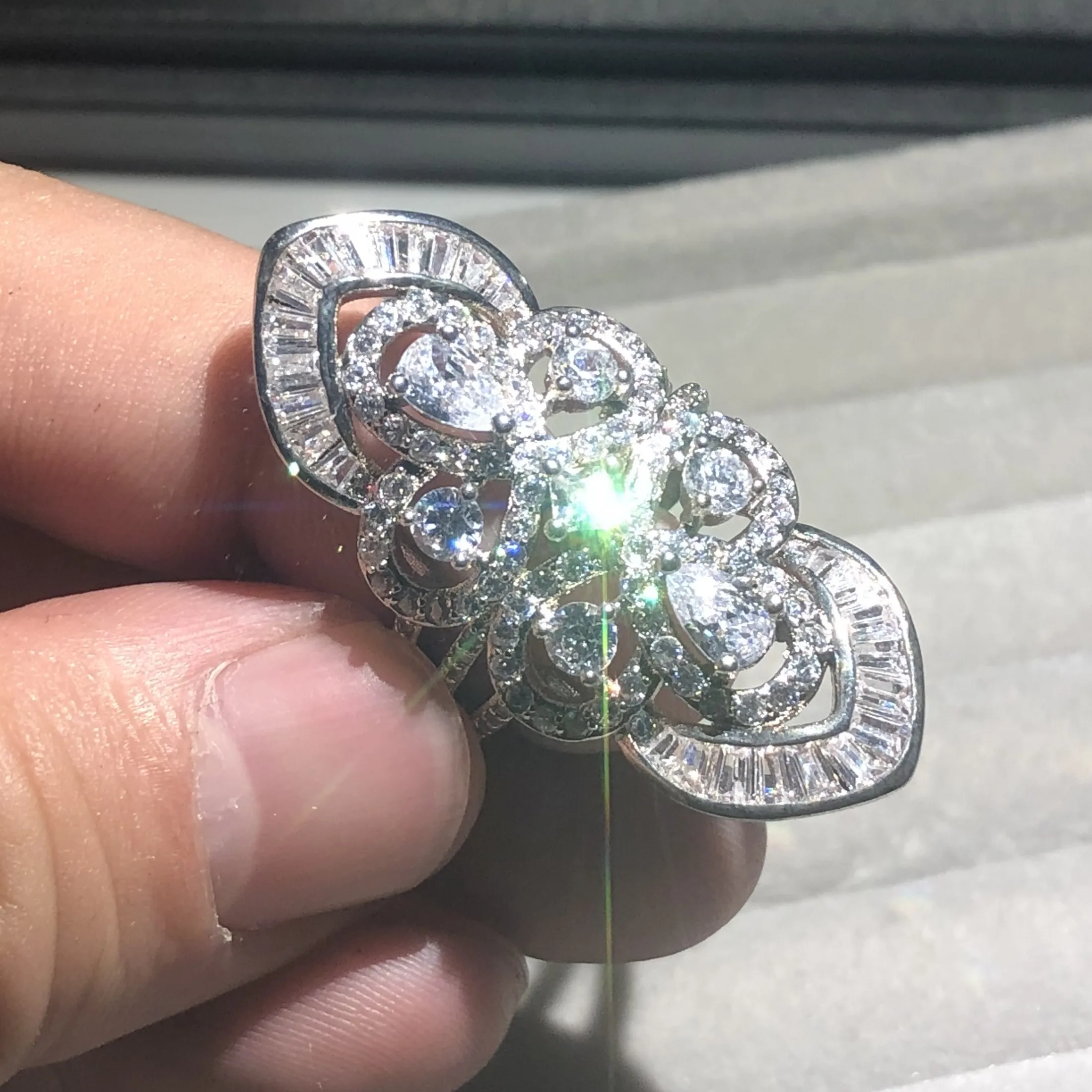 Богемное большое Сверкающее кольцо из стерлингового серебра 925 пробы для женщин