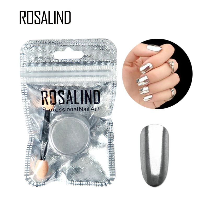 ROSALIND 1 шт. Гель-лак для ногтей хромированный пигмент украшение ногтей Блеск алюминиевые хлопья волшебный зеркальный эффект порошки блестки