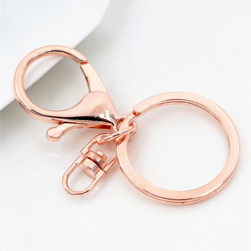 

30mm Key Ring Long 70mm Popular classic 11 Colors Plated lobster clasp key hook chain jewelry making for keychain