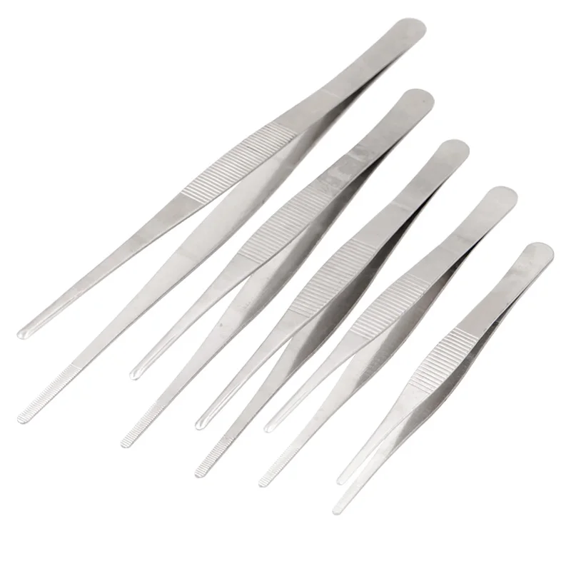 

2Pcs Stainless Steel Straight Tweezers Reptile Feeding Tongs Curved Nippers Tools Safe Smooth Lizards Reptile Spider