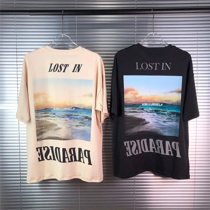 New Reflective Askyurself T Shirt Men Women 1:1 High Quality Lost In Paradise Vintage Top Tee T-Shirt | Мужская одежда