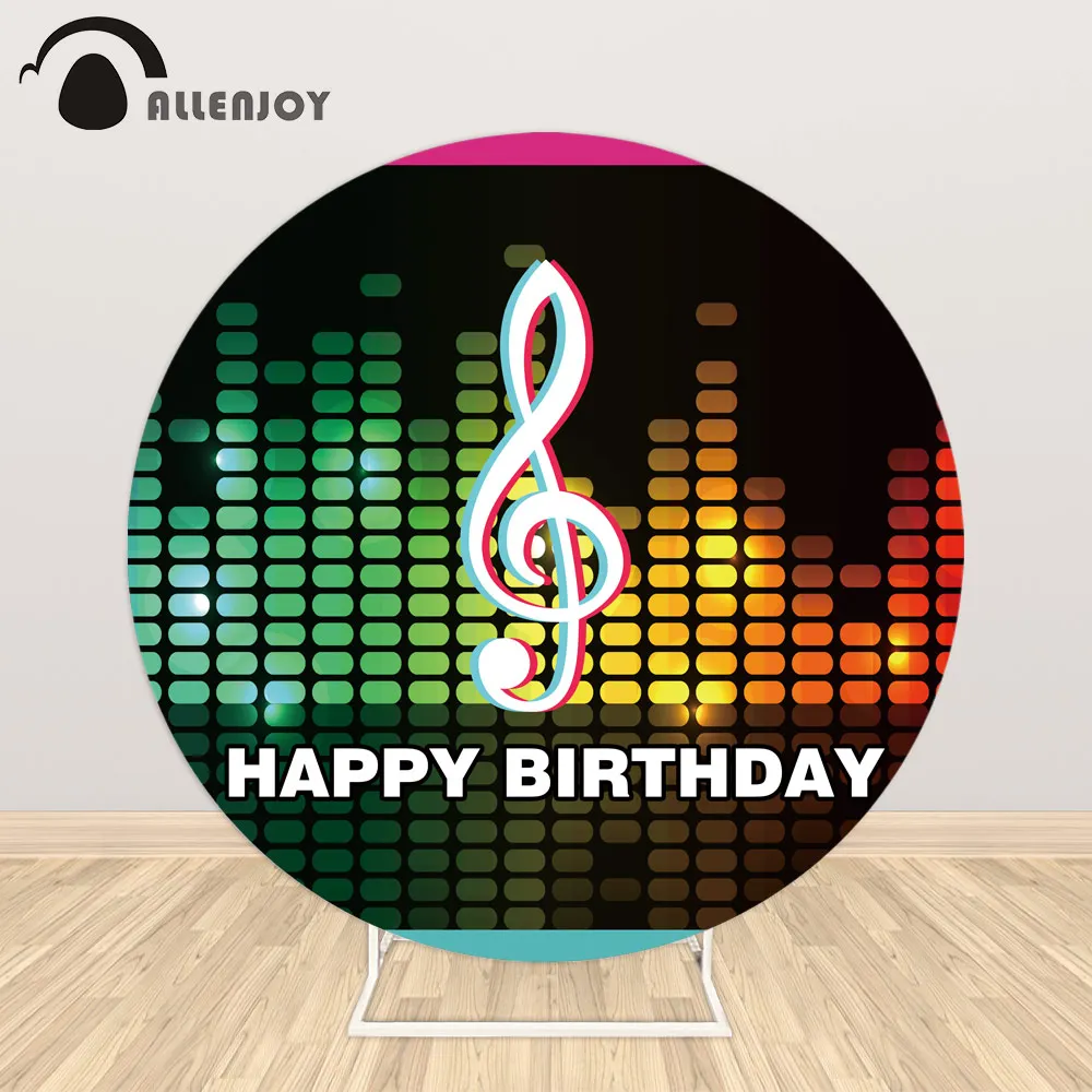 Круглый фон Allenjoy с изображением дня рождения для детской музыкальной вечеринки