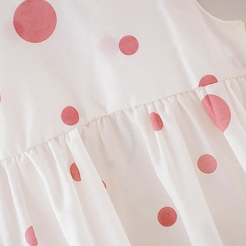 Повседневное летнее платье 3 цвета милое с большим бантом в горошек для девочек