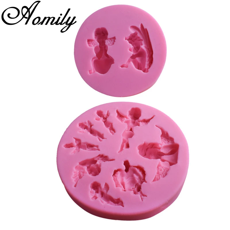 Aomily 2 стиля 3D Ангел Fondant (сахарная) силиконовая форма для свеч инструмент поделок