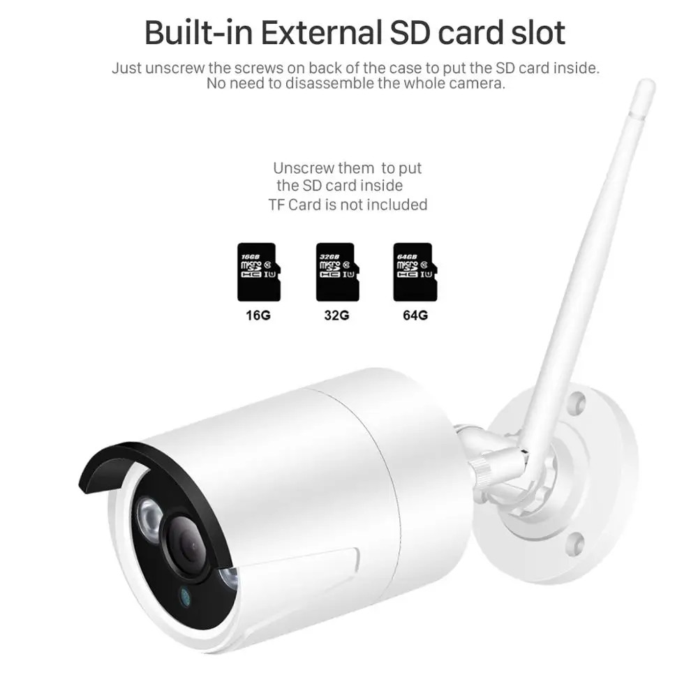 BESDER 1080P FHD 2.0MP Беспроводной IP Камера на открытом воздухе TF слот для карт памяти