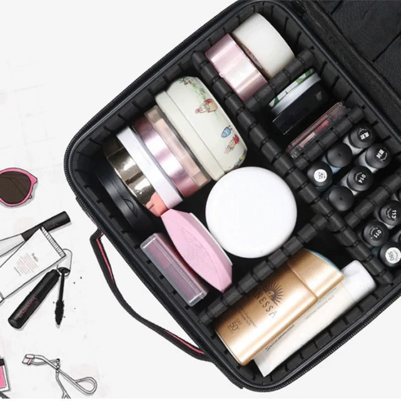 

2020 New Professional Toiletry Bag Cosmetic Bag Organizer Women Travel Make Up Cases Big Capacity Cosmetics Suitcases For Makeup