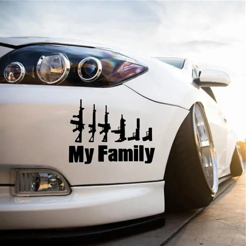 Моя семья слова пистолет Автомобильная наклейка светоотражающая виниловый