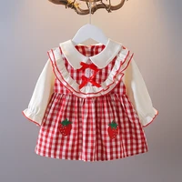 2021 autumn infant baby girls dress for 1 year toddler girl clothing long sleeve plaid princess birthday dresses baby clothes