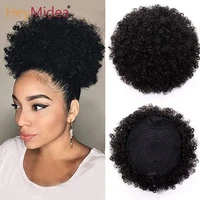 10%e2%80%9c short synthetic afro puff ponytail for natural hair kinky curly bun ponytail clip in hair extensions for woman heymidea