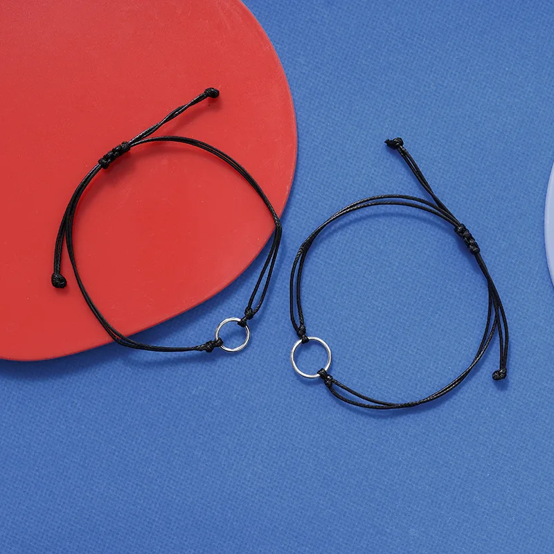 

New Lovely Black and White Volcanic Stone Rope Bracelet Handmade Couples 2Pcs/Set Design for Women Men Friendship Jewelry Gifts