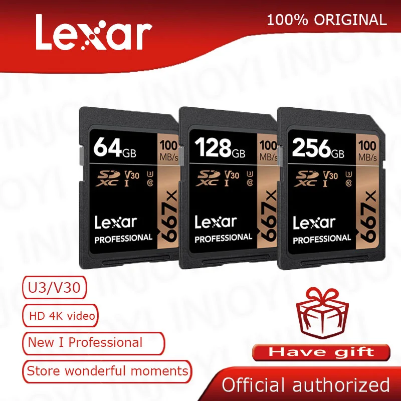 Lexar Профессиональный 667x SDXC UHS-I sd-карты до 100 МБ/с. V30 C10 64 Гб 128 ГБ 256 Гб карта памяти для Full-HD 3D и 4K видео Камера