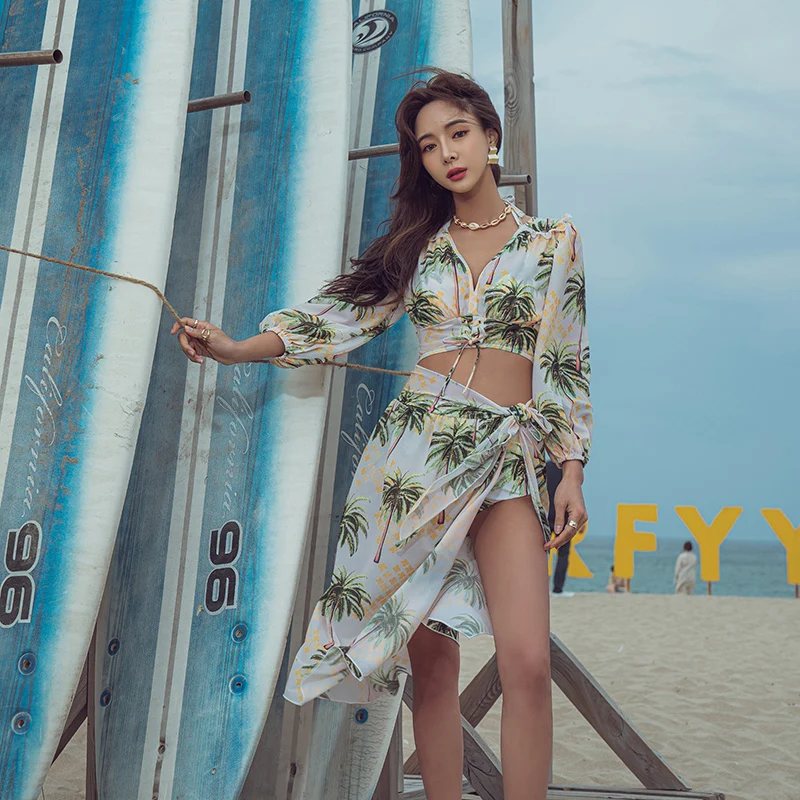 

Женский купальник-бикини Sanqi, лидер продаж, весенний купальник, Женская четырехсекционная сетчатая блузка, Раздельный купальник, женский ле...