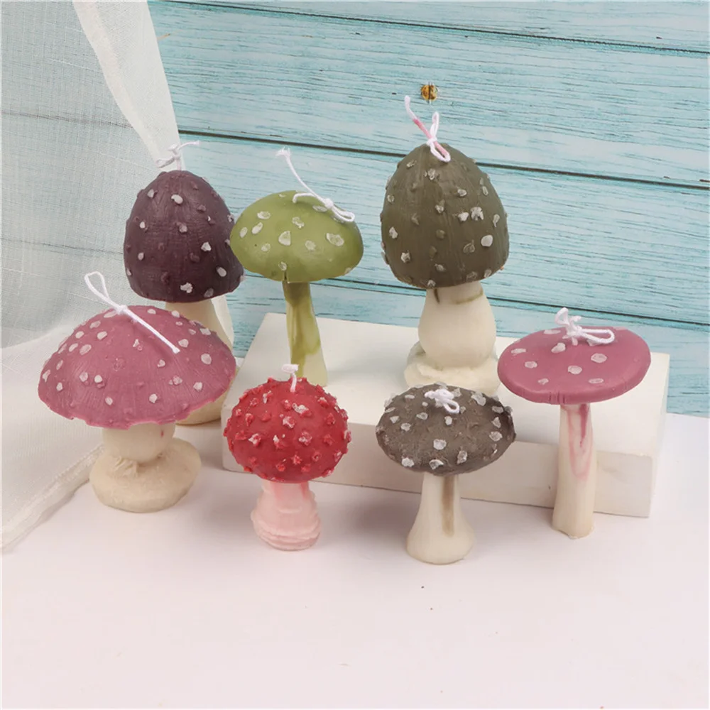 

9 Types Silicone Mushroom Candle Mold Aromatherapy Plaster Mold Children's Puzzle DIY Painted Home Decoration