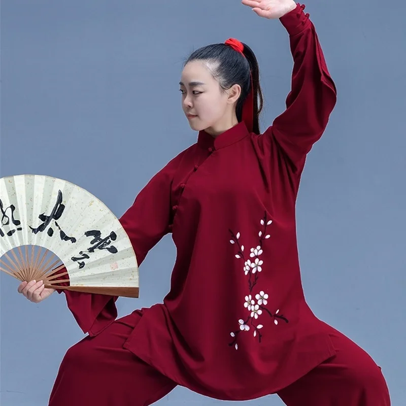 Красное вино ушу униформа китайский воин Костюм Брюс Ли крыло Чун Одежда Форма