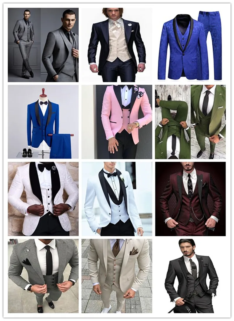 Mens Suits (Jacket+Pants) Fashion Beige Blue One Button Wedding Tuxedos Groom Groomsmen Formal costume homme terno | Мужская одежда