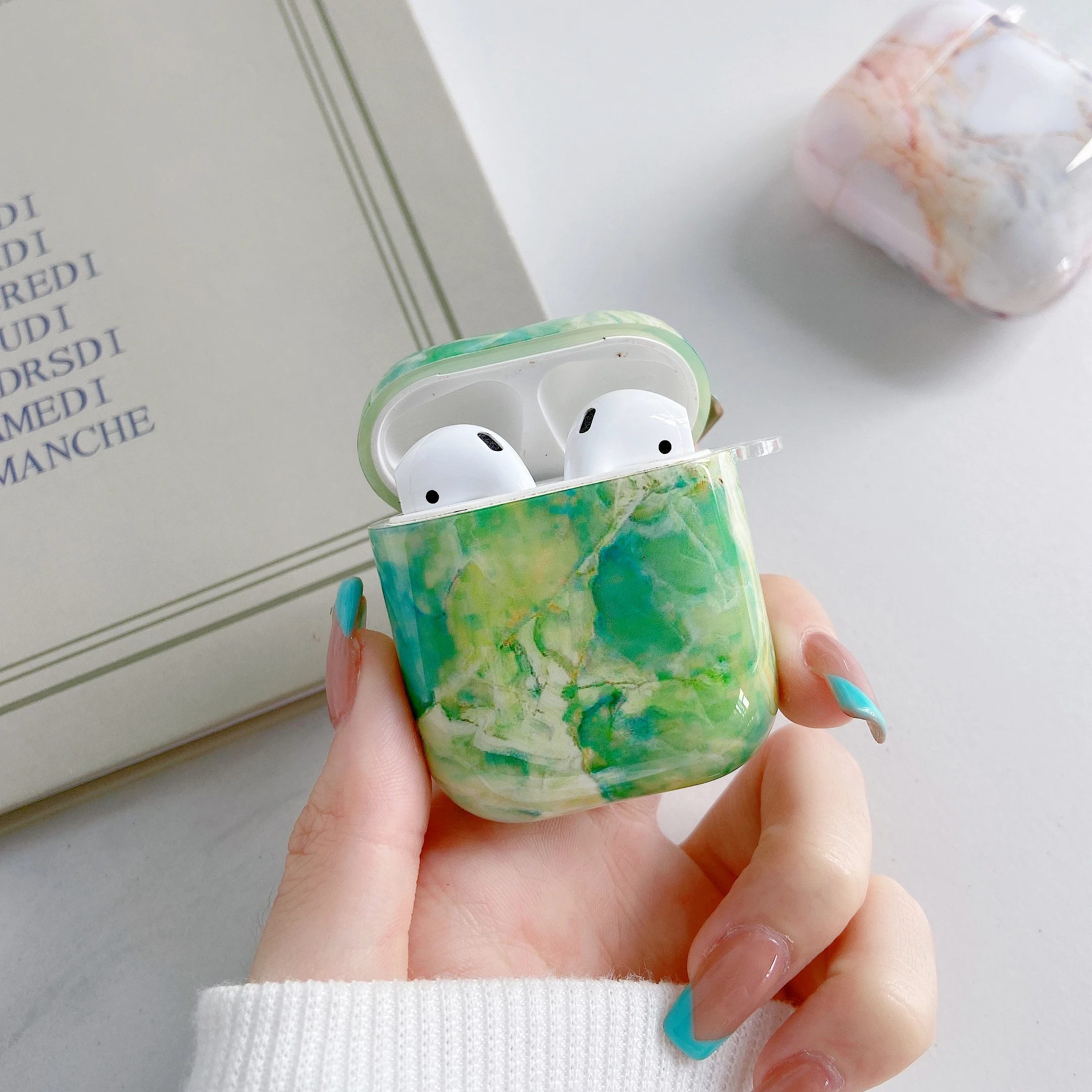 

Personality Marble Silicone TPU Case For Apple Airpods 1/2 Protective Bluetooth Earphone Cover For Air Pods Charging Bags·