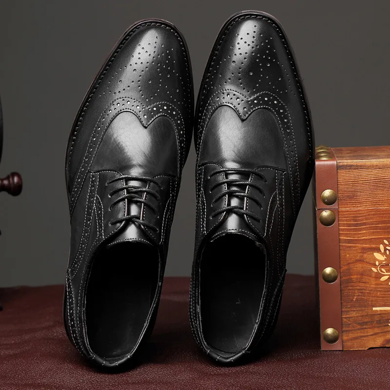Броги Buty Meskie мужские из натуральной кожи деловые повседневные Zapatos De Hombre kpockobkn