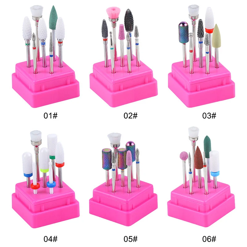 2.35mm (3/32") Ceramic Nail Drill Bits Set - 7Pcs File Bit Machine for Manicure Pedicure Cuticle Gel Polishing | Красота и