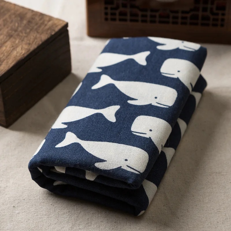 100*150 см мультфильм напечатанный хлопок и лен ткань белый медведь КИТ узор ручной