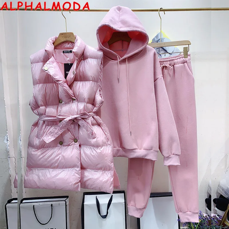 Женский комплект одежды ALPHALMODA двухбортный жилет с подкладкой + флисовый