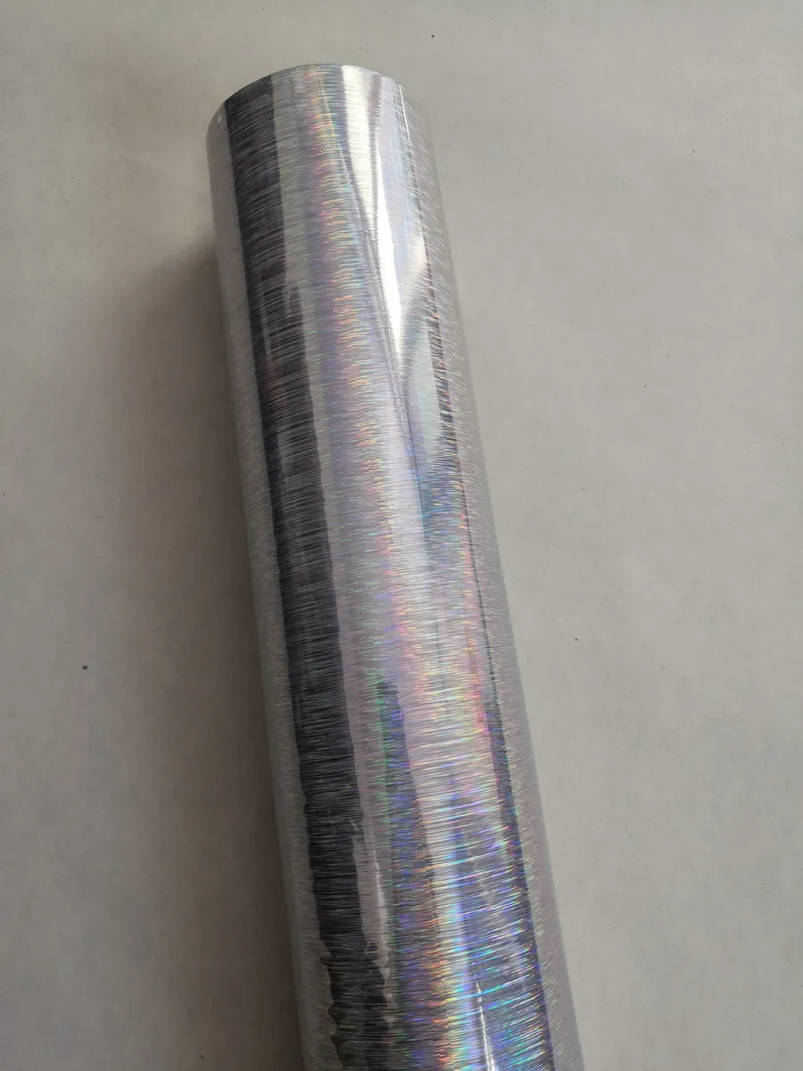 Горячее тиснение фольги Голографическая фольга серебряного цвета горизонтальные сосновые иглы шаблон горячего пресса на бумаге или пластике 64 см x 120 м