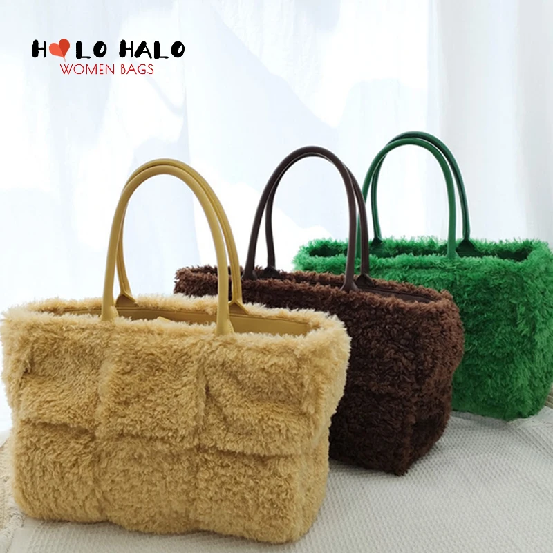 Женские плюшевые сумки на плечо в стиле ретро повседневные кошельки и сумочки