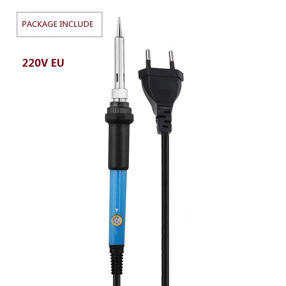 220V EU plug Iron 60 Вт паяльник с регулируемой температурой Электрический паяльник паяльная станция мини-ручка термокарандаш сварочные ремонтные инструменты - Цвет: 220V EU plug Iron