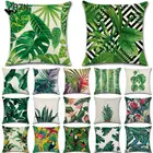 Тропические растения, кактус, монстера, летние Декоративные диванные подушки, хлопковая льняная наволочка, пальмовый лист, зеленая
